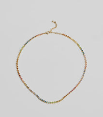 Vibrant Charm Multicolored Glass Gemstone Necklace